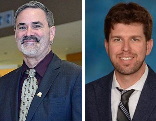 From left: Owen White, PhD, and Seth Ament, PhD, study how HIV and drug use affect the brain.