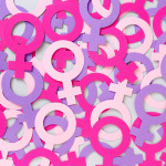 purple, magenta and pink female sign