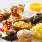 Selection of food high in sugar
