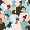illustration people wearing masks
