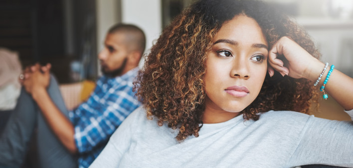 Who's going to break the tension? couple having problems