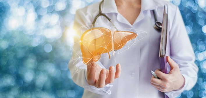 Doctor and liver illustration