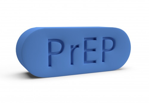 Big blue bill with PrEP written
