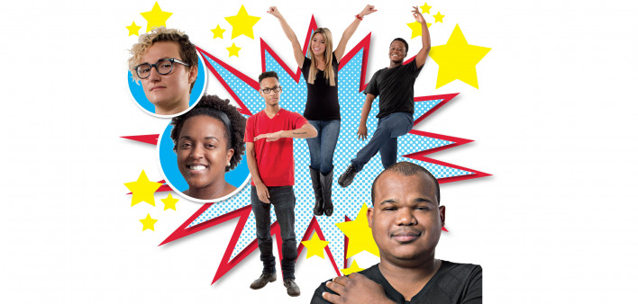 Clockwise from bottom left: Lauren Gauthier, Cassie Warren, Carlos Rosario, Paige Rawl, Jacques Agbobly and Christopher Jackson