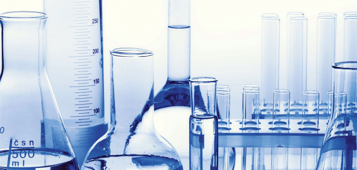 test tubes and vial in the lab research