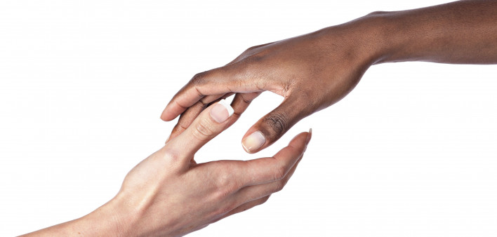 two hand reaching