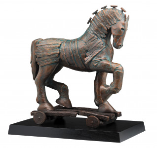 Breakthrough trojan horse bronze sculpture by Shelley Kerr