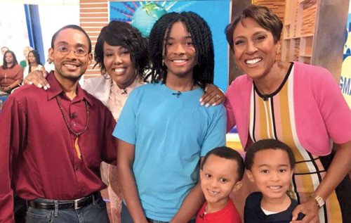 Rivers with her husband, sons and GMA’s Robin Roberts