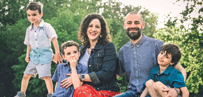 Adam Hayden with his wife and their boys