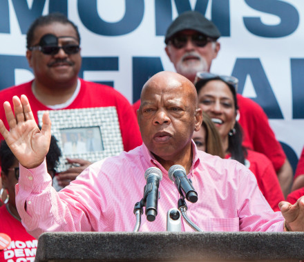 Congressman John Lewis from Georgia speaks at a Moms Demand Action anti-gun, anti-NRA rally in Woodruff Park, on April 29, 2017 in Atlanta, GA.