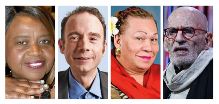 Left to right: Deloris Dockrey, Timothy Ray Brown, Lorena Borjas and Larry Kramer