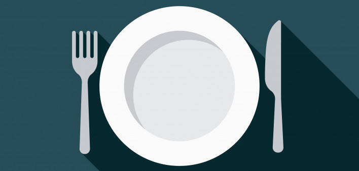 illustration plate and knife fork