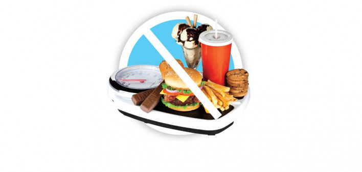 Junk food on scale and not symbol