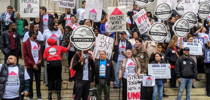 Housing Works employees protest in New York City.