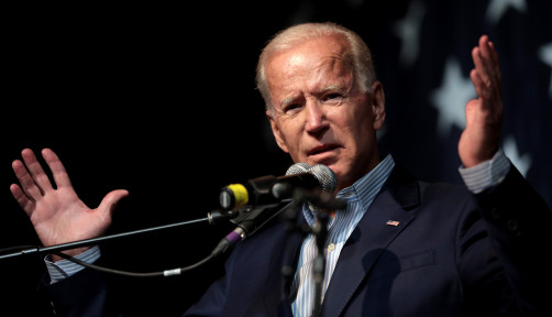 Former Vice President of the United States Joe Biden speaking with attendees at the 2019 Iowa Democratic Wing Ding at Surf Ballroom in Clear Lake, Iowa