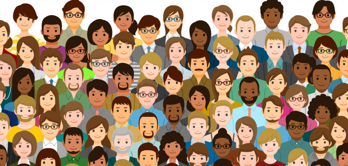 illustration of multi-ethnic group of peple