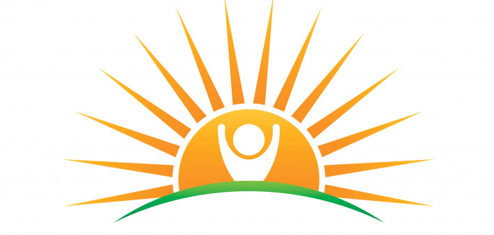 illustration of sunrise with white figure