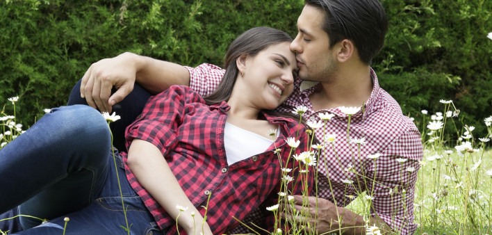 Couple in love on the grass
