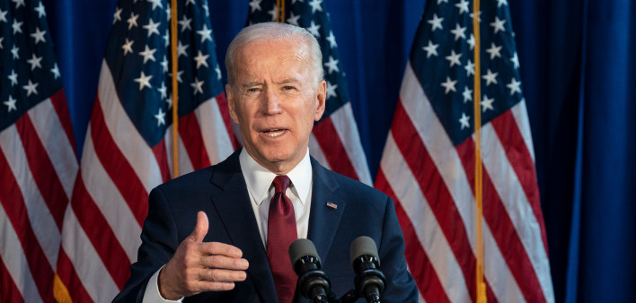 Former Vice President & Democratic hopeful Joe Biden made foreign policy statement at Current on Pier 59