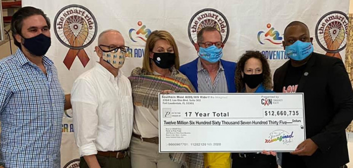 SMART Ride organizers at a virtual check presentation ceremony, January 17, in Florida.