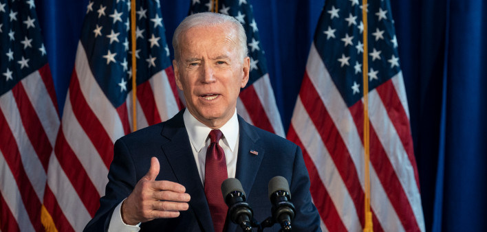 Former Vice President & Democratic hopeful Joe Biden made foreign policy statement at Current on Pier 59