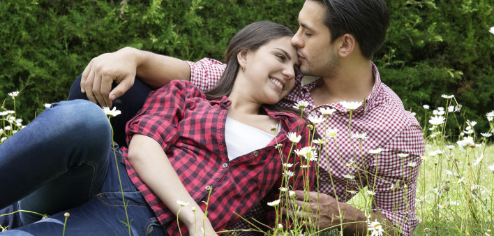 Couple in love on the grass