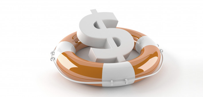 a US dollar symbol in a life preserver