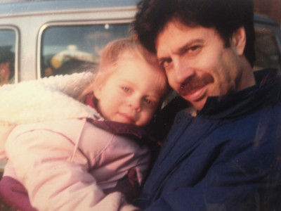 Sara Rafsky with her dad, Bob, 1987.