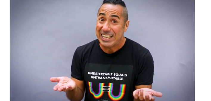 Merce (Charles Sanchez) in the HIV education campaign The More You Can Ho!