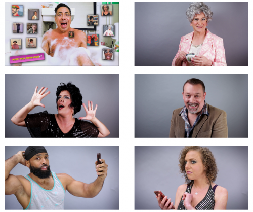 The More You Can Ho! campaign stars Merce characters, clockwise from top left: Merce, Mama, Remington, Corvette, Eye Candy Guy and Lisa Minelli