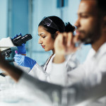 researchers working in the lab
