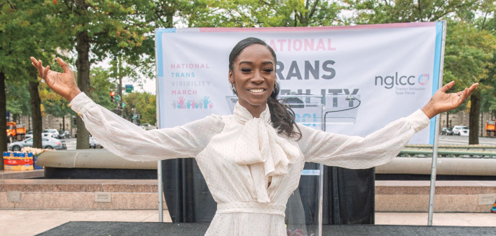 National Trans Visibility March on DC Angelica Ross poses before her speech at the rally