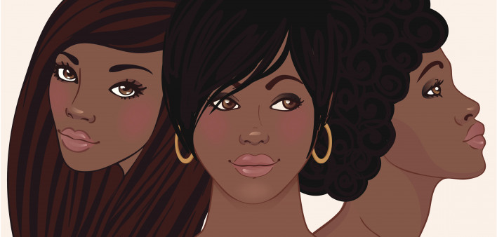 Three young pretty african amerivan women stock illustration