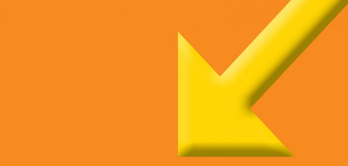 yellow arrow on orange background