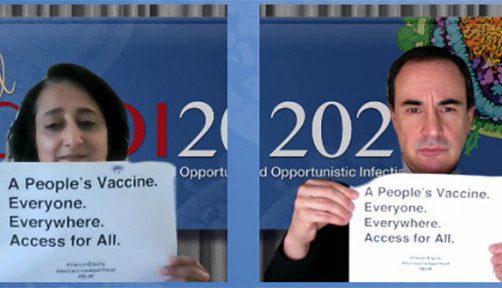 Fatima Hassan and Gregg Gonsalves call for global COVID-19 vaccine access at CROI 2021 opening plenary