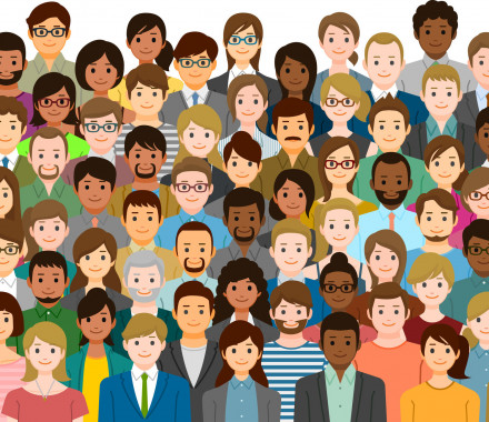 illustration of multi-ethnic group of peple