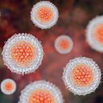 Hepatitis C virus model, 3D illustration.