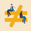 white man black man on not equal symbol illustration