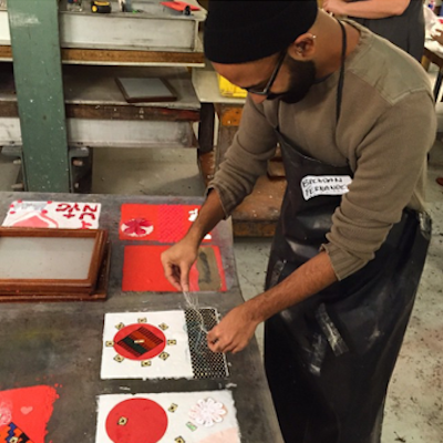 Fire Island Artist Resident Brendan Fernandes makes valentines for LOVE POSITIVE WOMEN