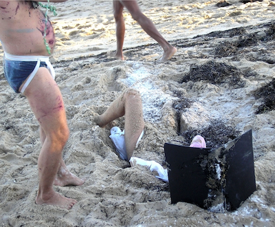 Jack Waters, Aktion Painting #9 (August 2007) -- performance by Inbred Hybrid Collective: Peter Cramer, Jack Waters, Marc Arthur, Dominic Cloutier