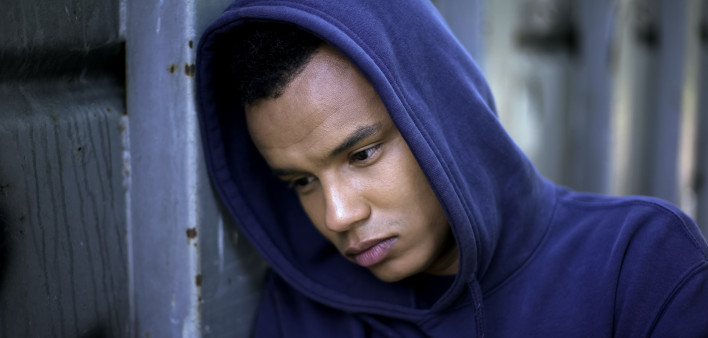 Difficult youth, teen hooligan serving sentence in prison for young criminals