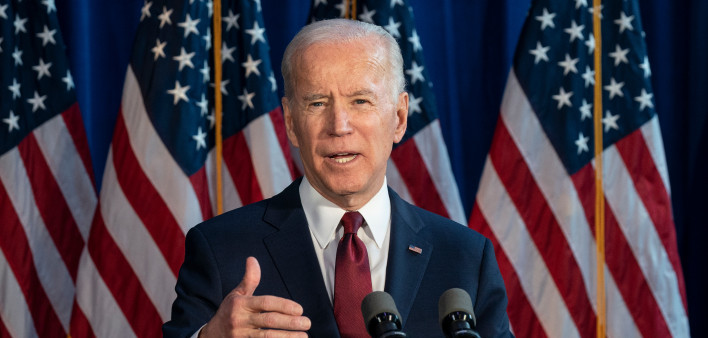 Former Vice President & Democratic hopeful Joe Biden made foreign policy statement at Current on Pier 59