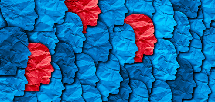 covid-19 herd immunity concept illustration many heads different colors cut out of paper