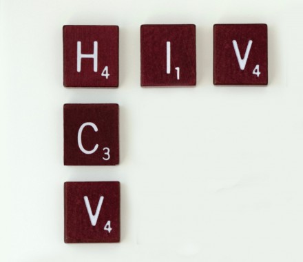 HIV HCV spelled in scrabble letters