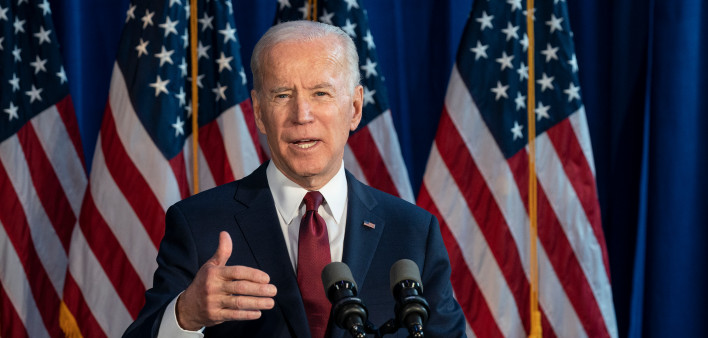 Former Vice President & Democratic hopeful Joe Biden made foreign policy statement at Current on Pier 59