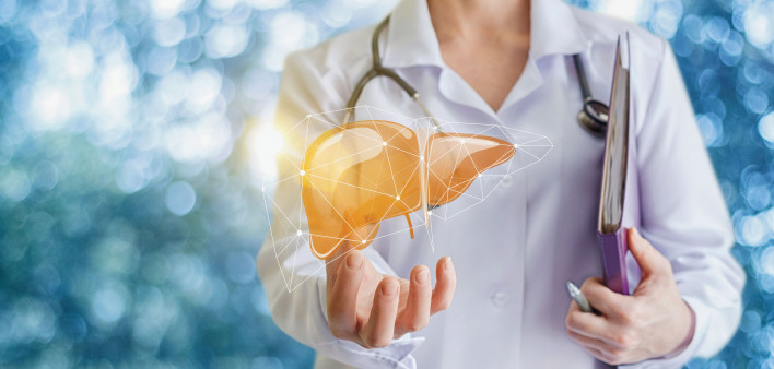 Doctor and liver illustration