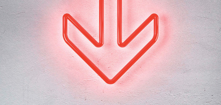 neon arrow pointing down