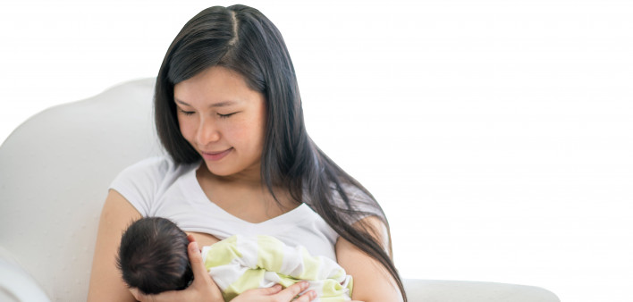 Asain mother breatfeeding baby