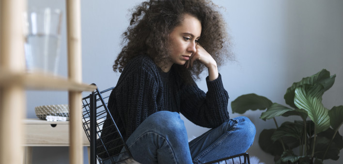 Teenager with depression. Sadness, nostlagic, depression. Problems of young people.