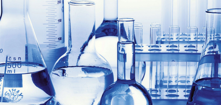 test tubes and vial in the lab research